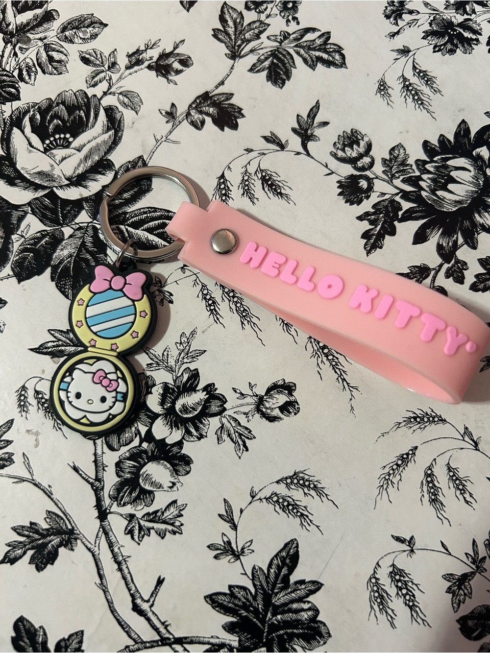 Hello Kitty Light Pink Silicone Key Strap with Black Character Charm
